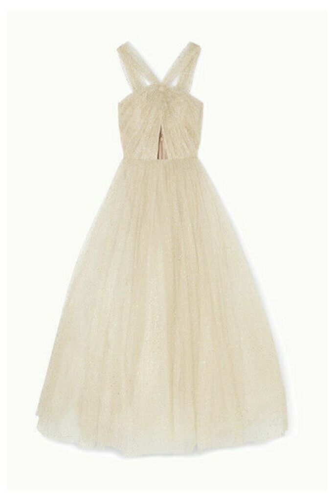 Monique Lhuillier - Cutout Glittered Tulle Gown - Ivory