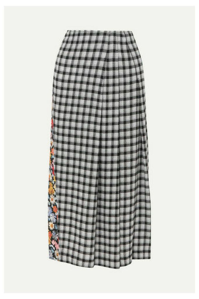 McQ Alexander McQueen - Decon Paneled Floral-print Crepe And Checked Flannel Midi Skirt - Black