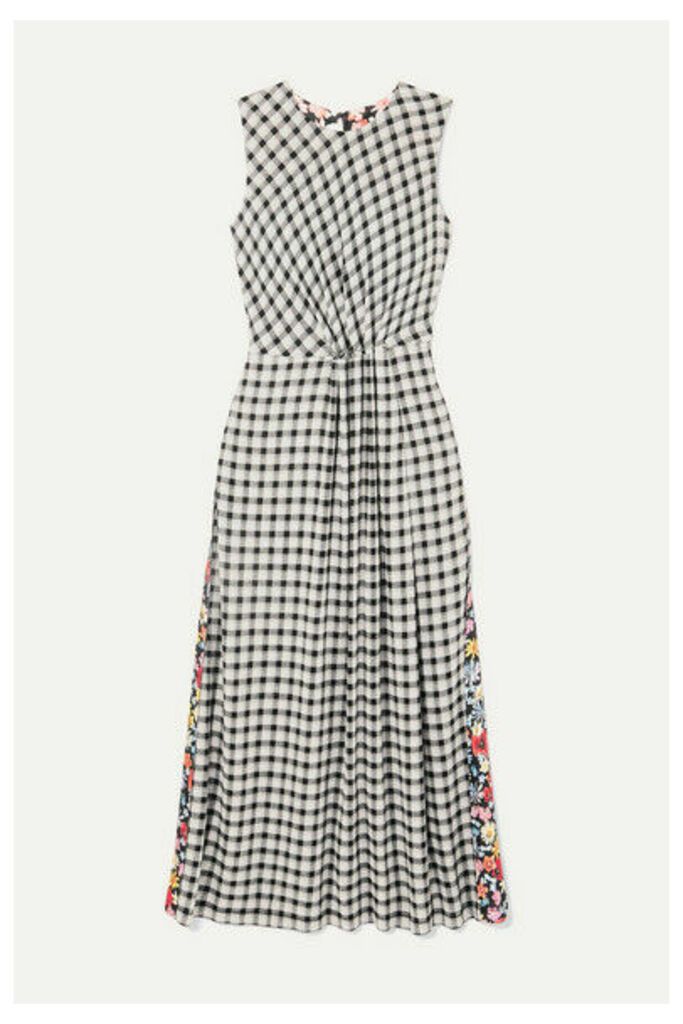 McQ Alexander McQueen - Paneled Checked Flannel And Floral-print Crepe Midi Dress - Black