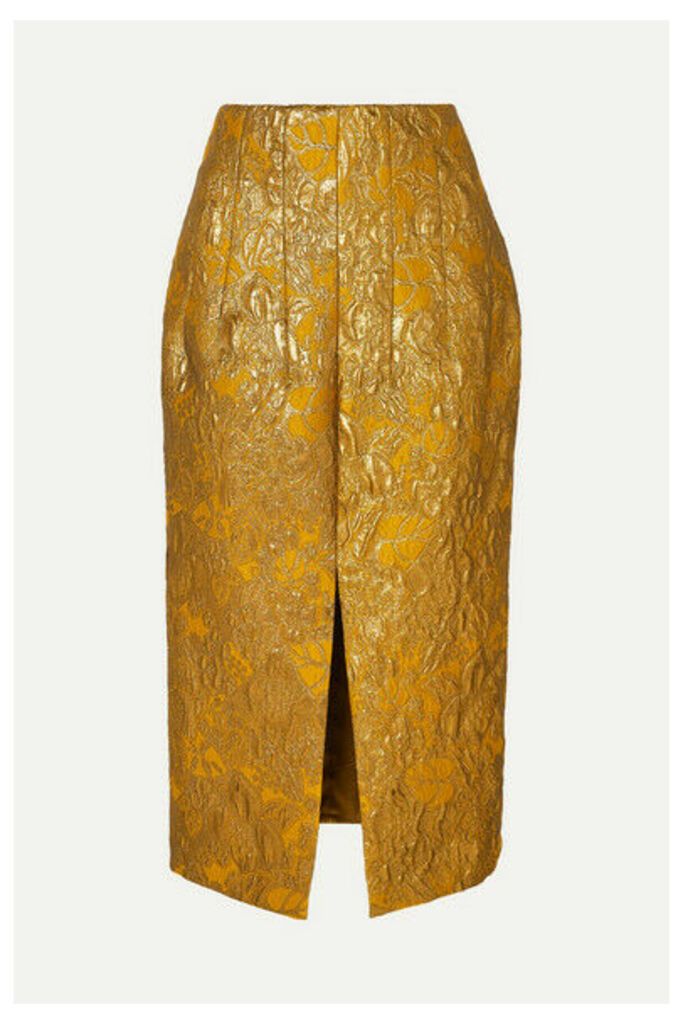 Brock Collection - Metallic Brocade Midi Skirt - Gold
