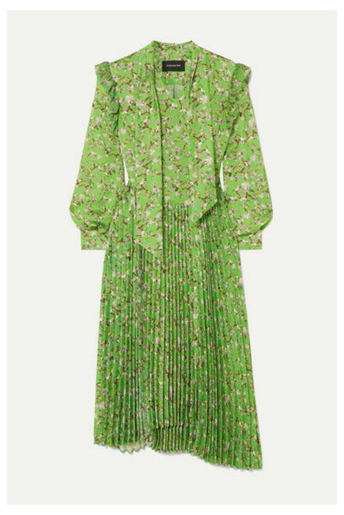 Andersson Bell - Scarf-detail Pleated Floral-print Crepe Midi Dress - Green
