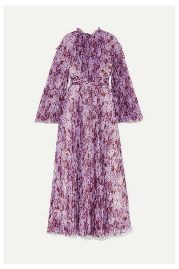 Giambattista Valli - Pleated Floral-print Silk-chiffon Maxi Dress - Purple