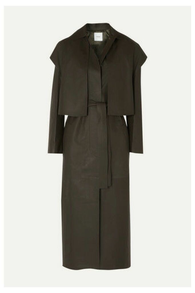 Agnona - Leather Trench Coat - Army green