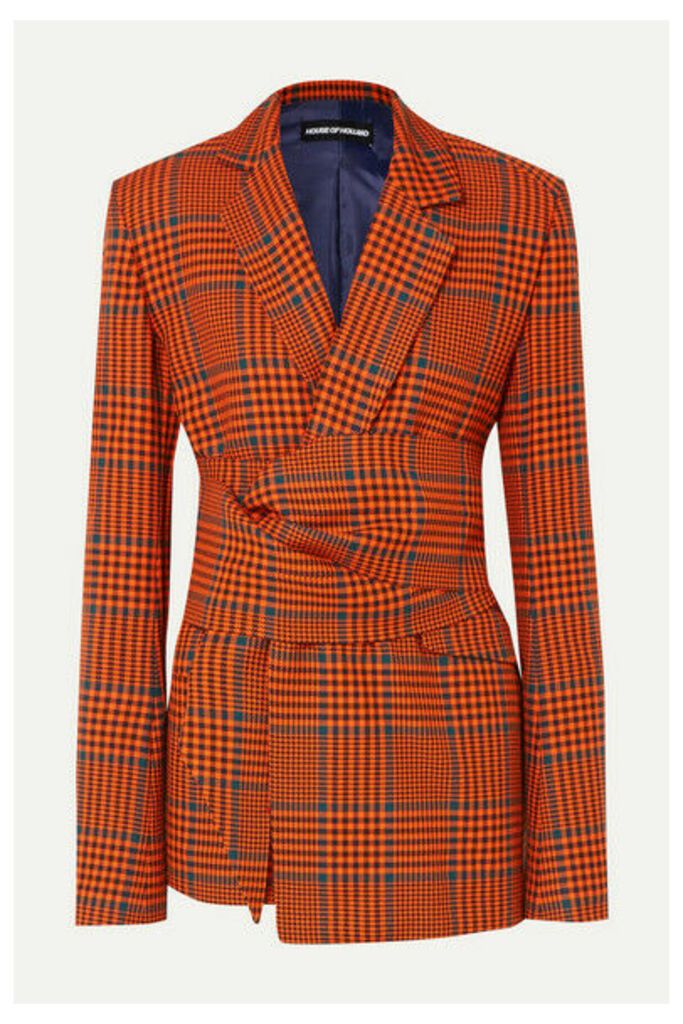 House of Holland - Knotted Prince Of Wales Checked Wool-blend Blazer - Orange