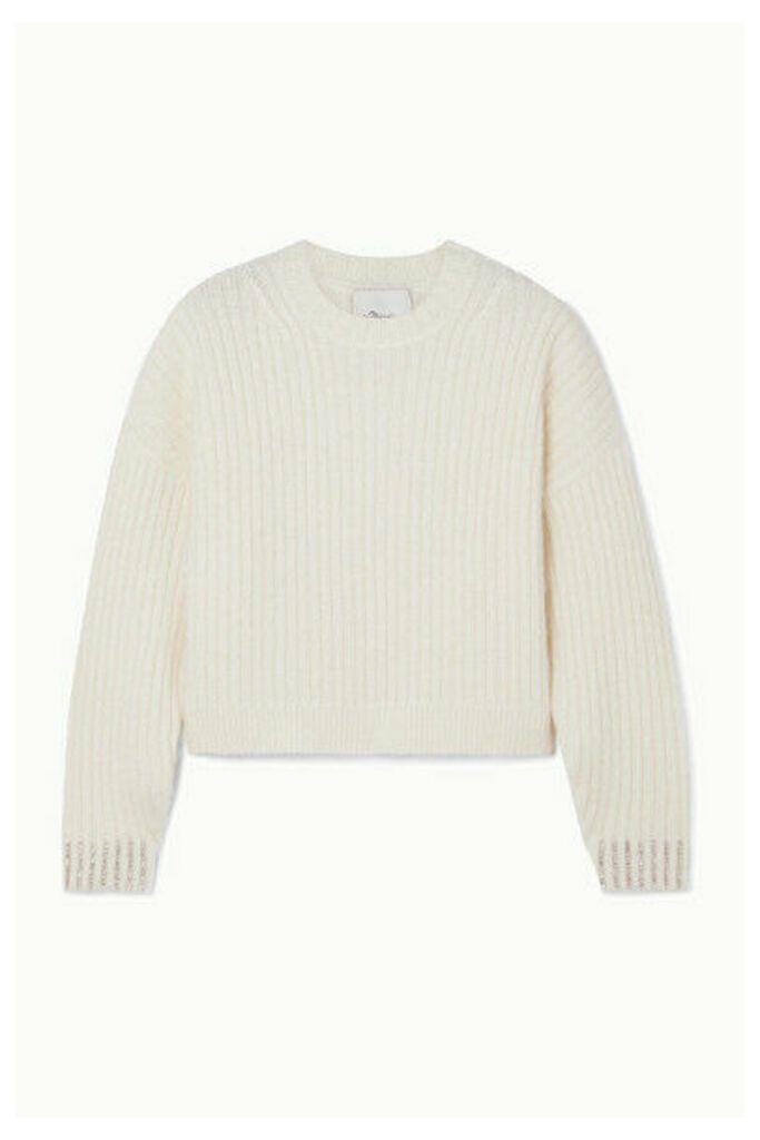 3.1 Phillip Lim - Cropped Crystal-embellished Ribbed Wool-blend Sweater - White