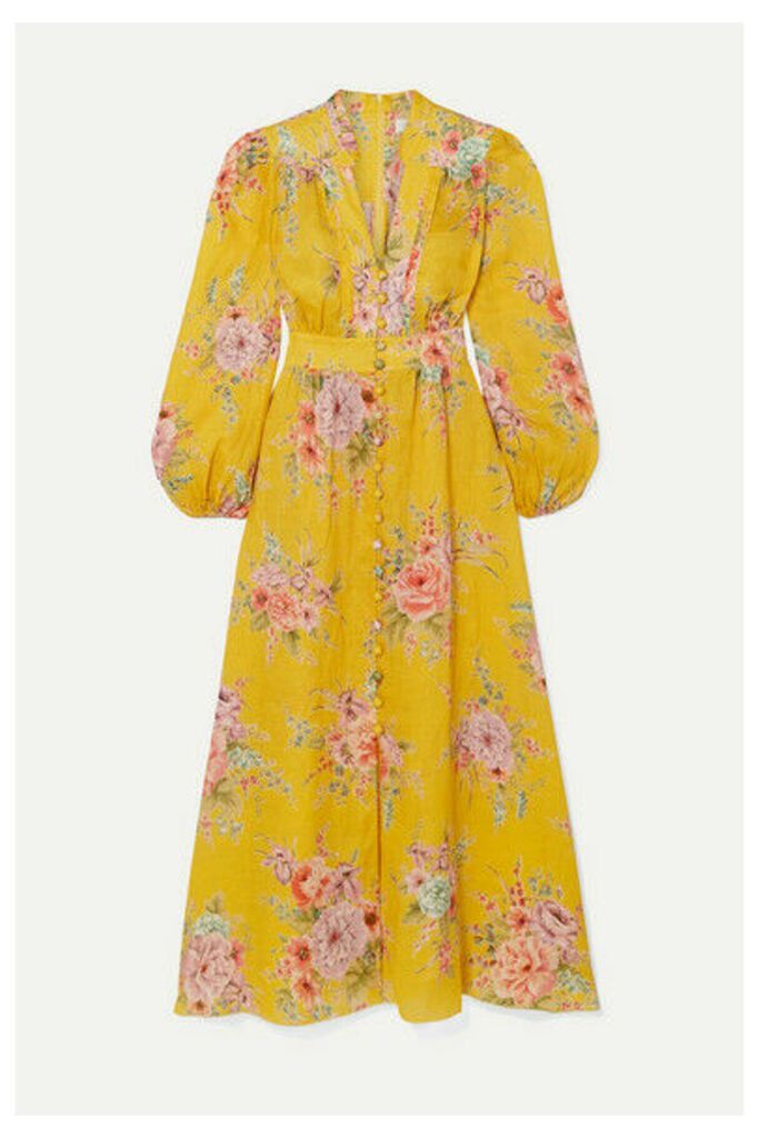 Zimmermann - Zinnia Floral-print Linen Midi Dress - Marigold