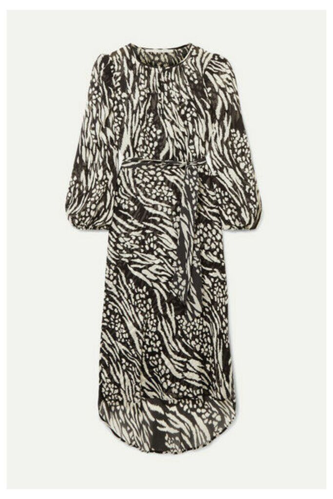 Veronica Beard - Mavis Animal-print Silk-chiffon Midi Dress - Black
