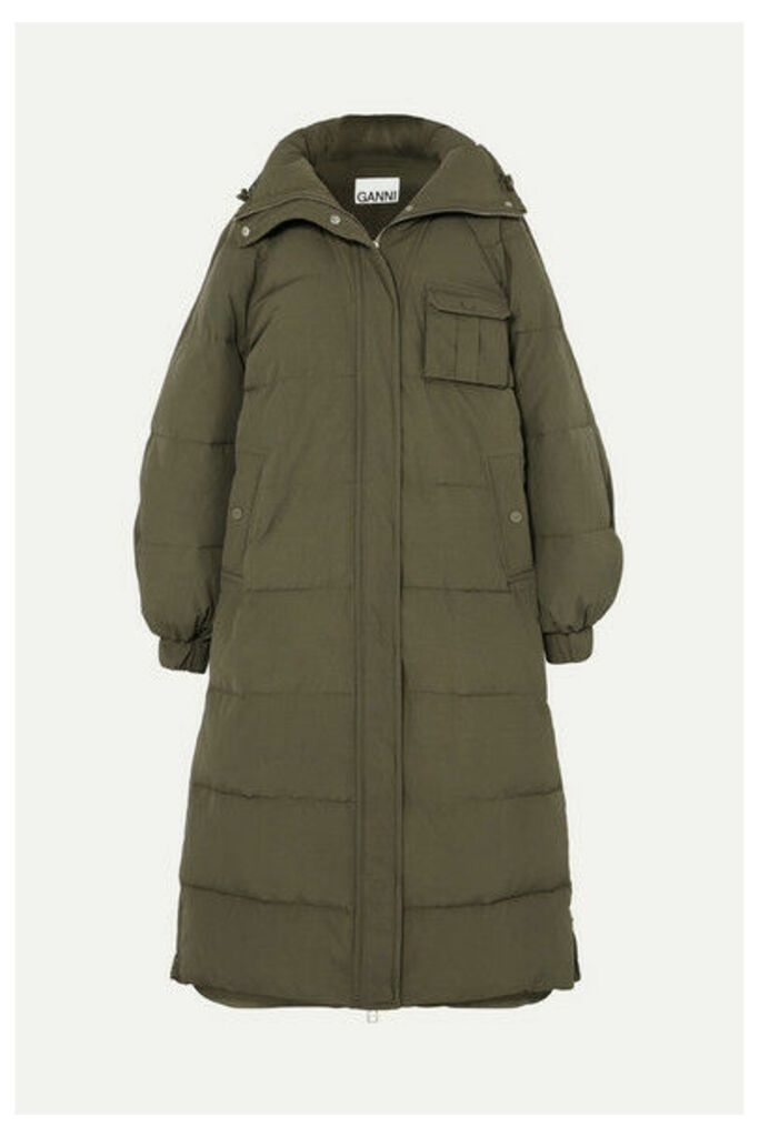 GANNI - Oversized Quilted Shell Coat - Army green
