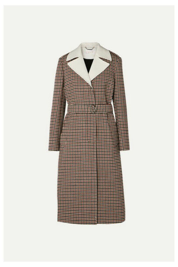 Chloé - Belted Checked Wool-blend Coat - Beige