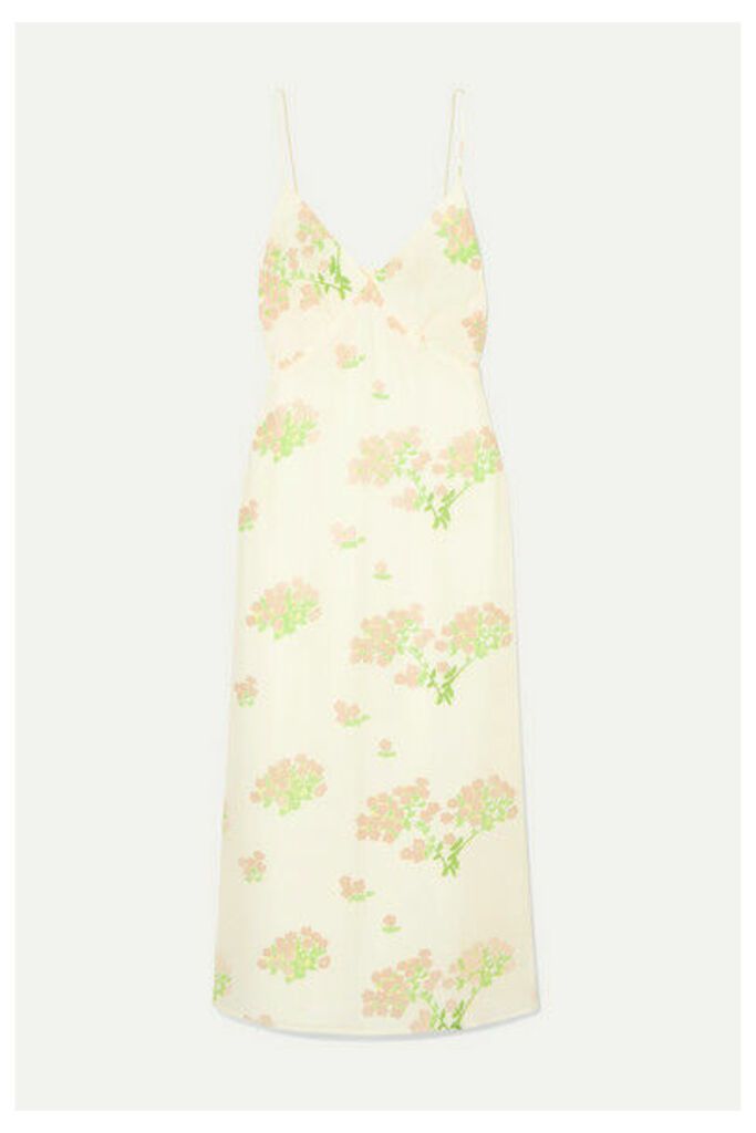 BERNADETTE - Floral-print Silk Crepe De Chine Midi Dress - Cream