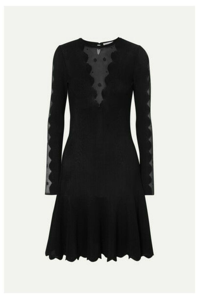 Alexander McQueen - Lace-paneled Ribbed-knit Dress - Black