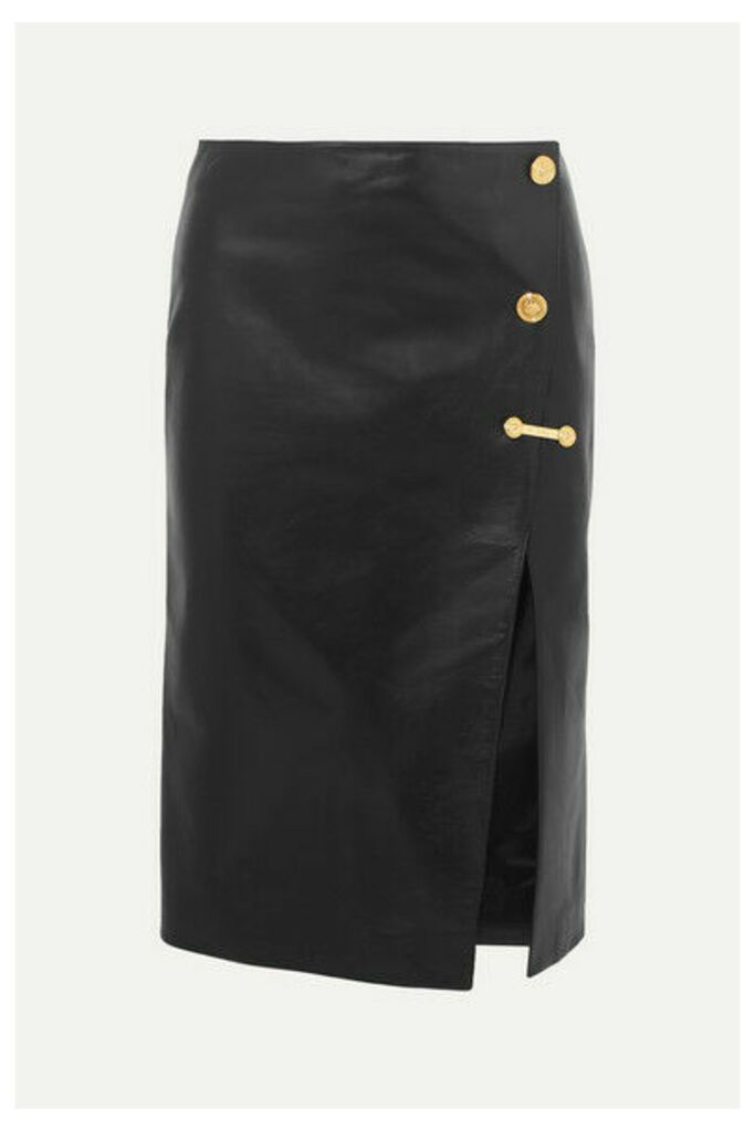 Versace - Embellished Leather Skirt - Black