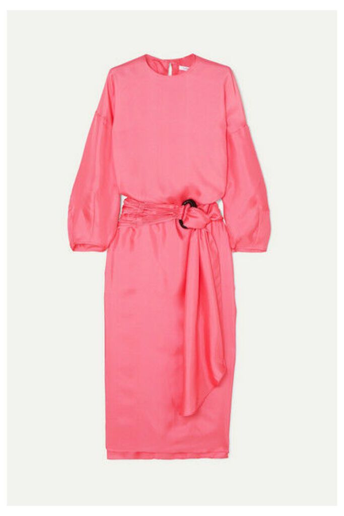 Nackiyé - Topkapi Belted Silk-twill Midi Dress - Pink
