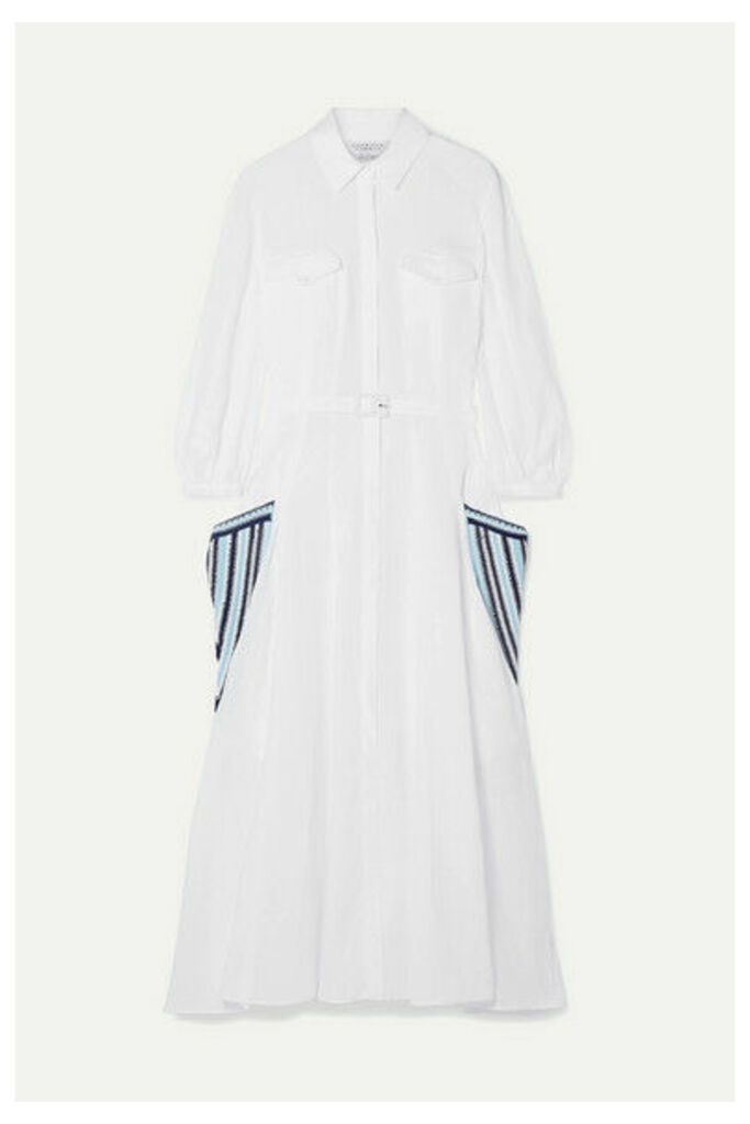Gabriela Hearst - Woodward Belted Crochet-trimmed Linen Midi Dress - White