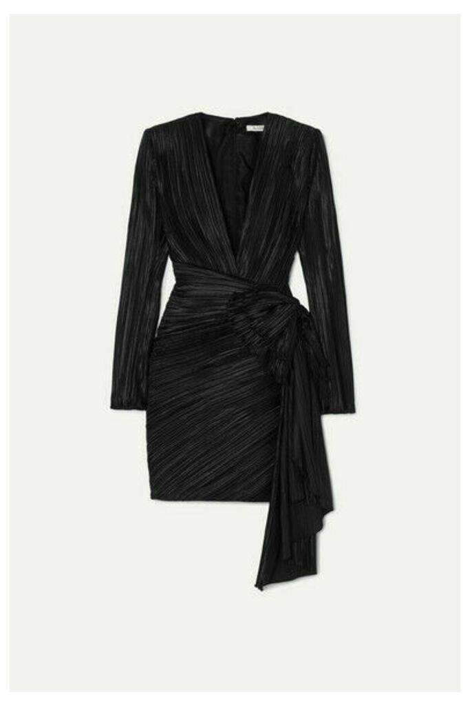Givenchy - Bow-embellished Plissé-satin Mini Dress - Black