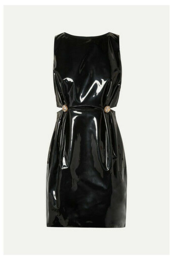 Versace - Embellished Cutout Vinyl Mini Dress - Black