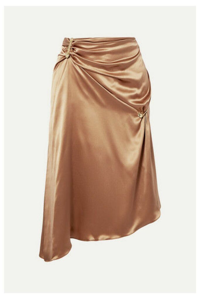 Versace - Embellished Asymmetric Silk-charmeuse Skirt - Tan