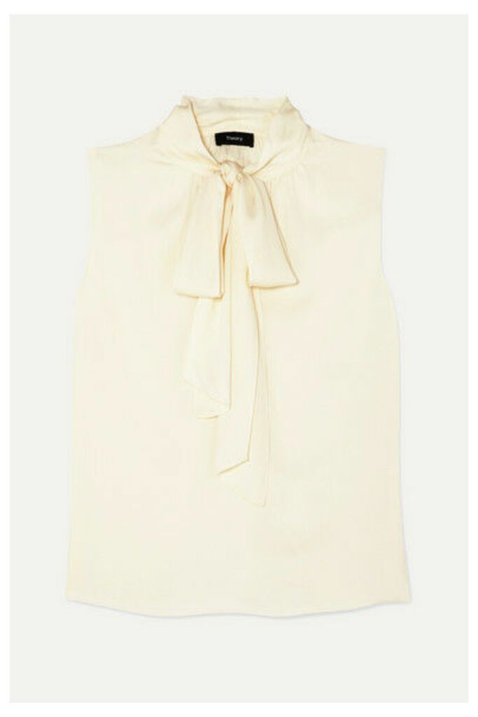 Theory - Pussy-bow Silk-blend Crepe De Chine Top - Ivory
