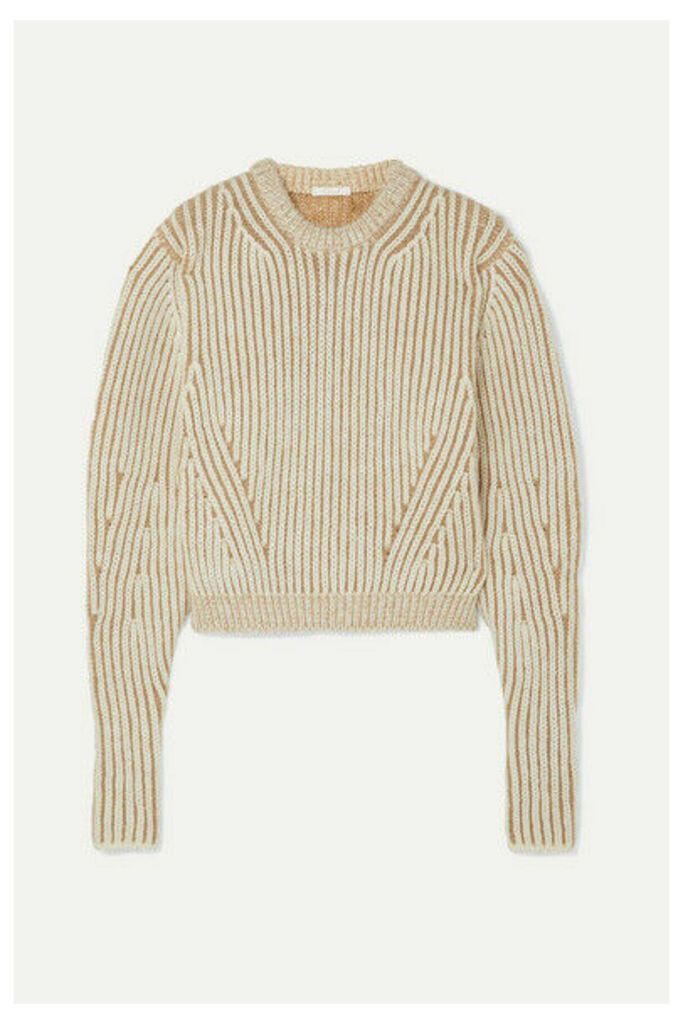Chloé - Ribbed Two-tone Wool-blend Sweater - Beige