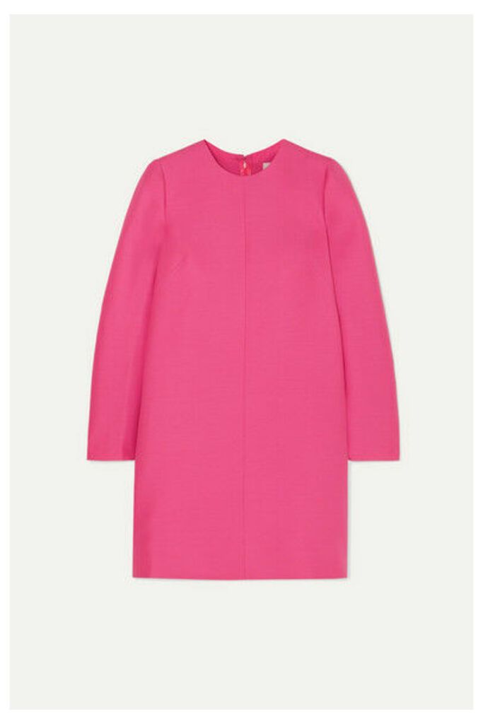Valentino - Pleated Wool And Silk-blend Grain De Poudre Mini Dress - Pink