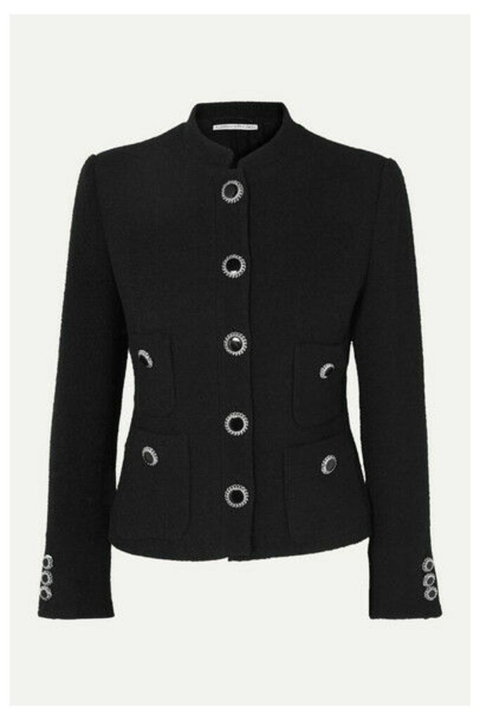 Alessandra Rich - Button-embellished Wool-blend Tweed Jacket - Black