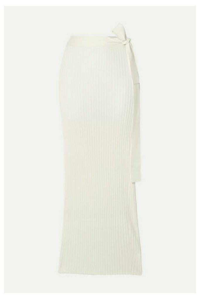 By Malene Birger - Esther Ribbed-knit Wrap Midi Skirt - White