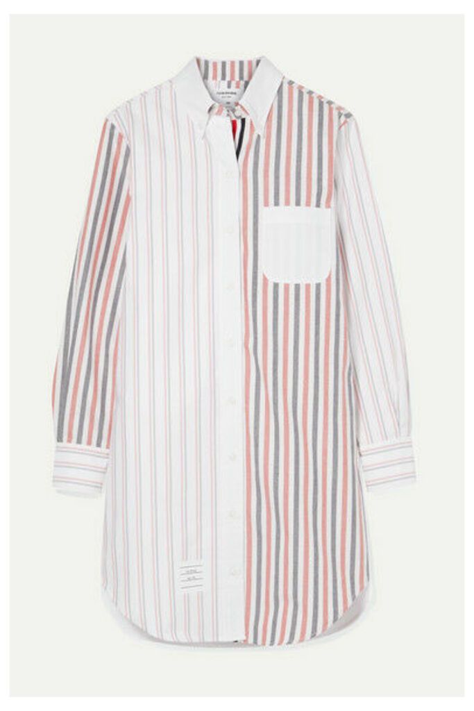 Thom Browne - Striped Cotton-poplin Mini Dress - White