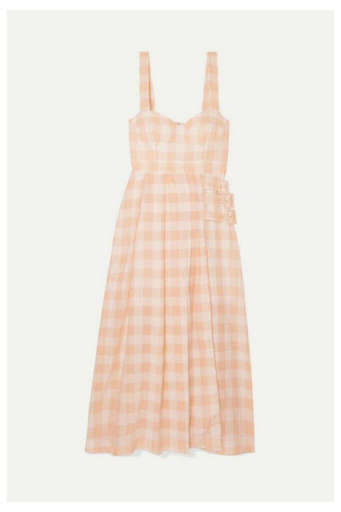 alice McCALL - Pink Moon Buckled Gingham Cotton-blend Midi Dress - Blush
