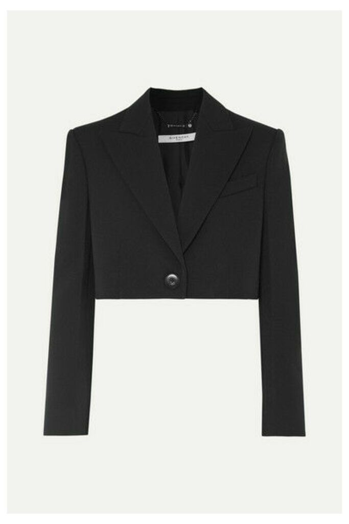Givenchy - Cropped Wool And Silk-blend Twill Blazer - Black