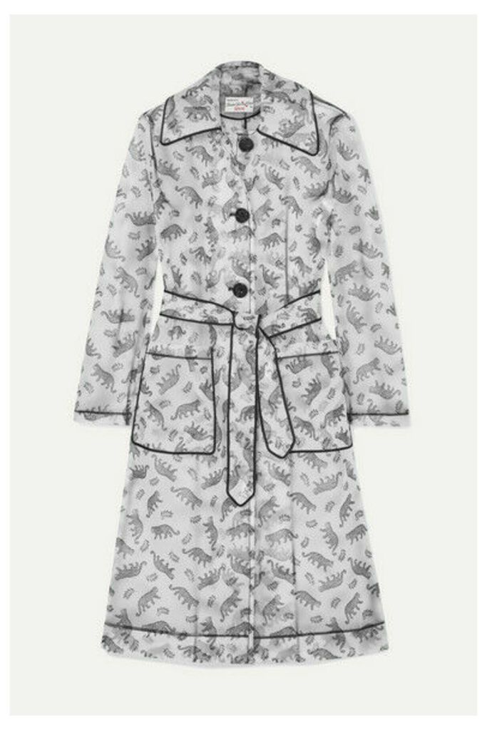 HVN - Jen Piped Printed Matte-pu Trench Coat - White