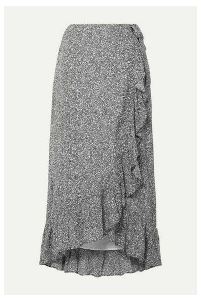 Anine Bing - Lucky Ruffled Printed Crepe Wrap Skirt - Anthracite