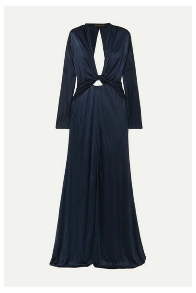 Dundas - Cutout Ruched Stretch-jersey Gown - Navy