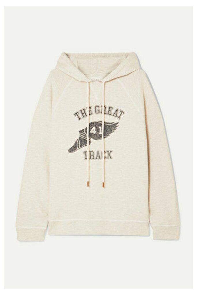 The Great - The Slouch Printed Cotton-blend Jersey Hoodie - Cream