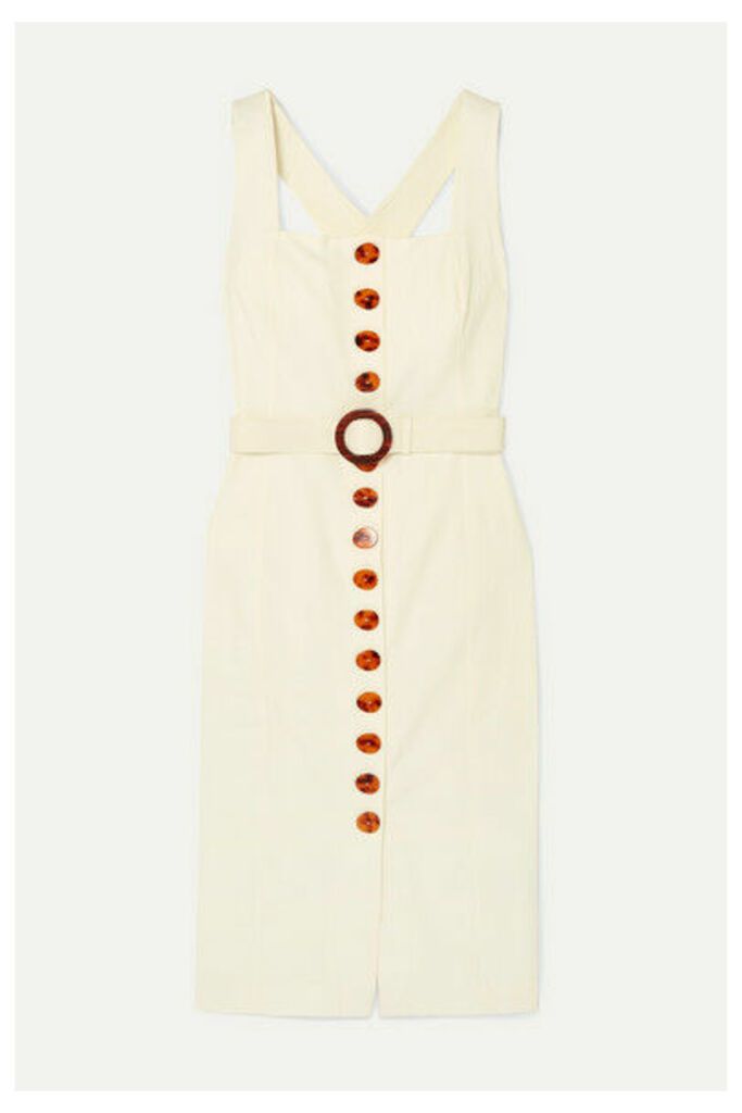 NICHOLAS - Belted Cutout Twill Midi Dress - White