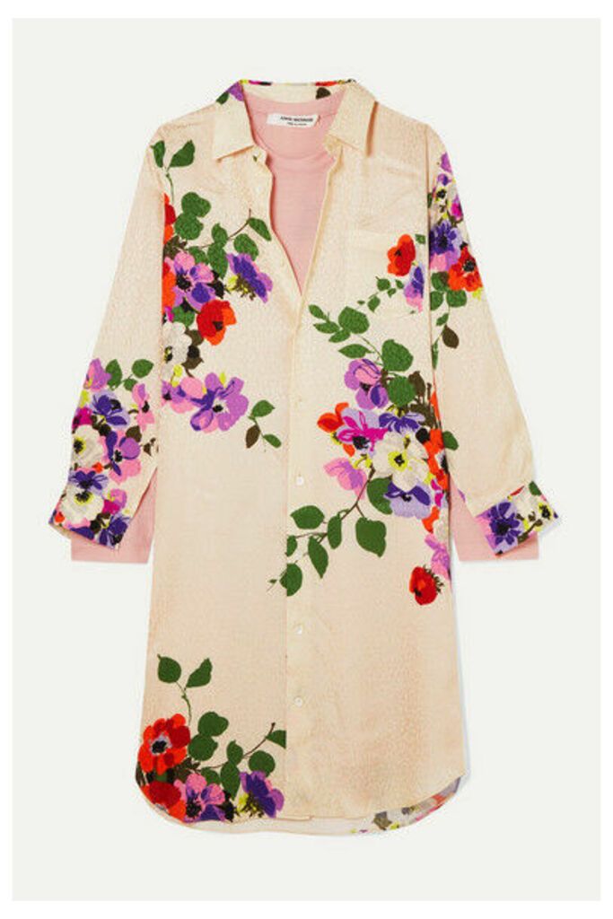 Junya Watanabe - Layered Floral-print Silk-jacquard And Wool-jersey Dress - White