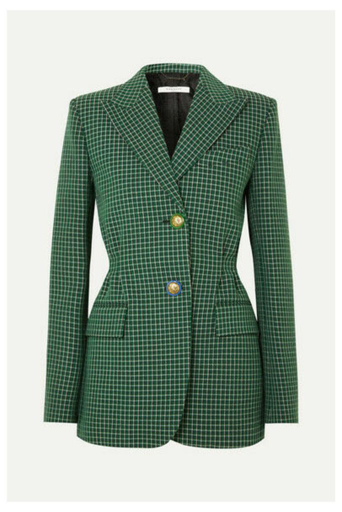Givenchy - Belted Checked Wool Blazer - Green