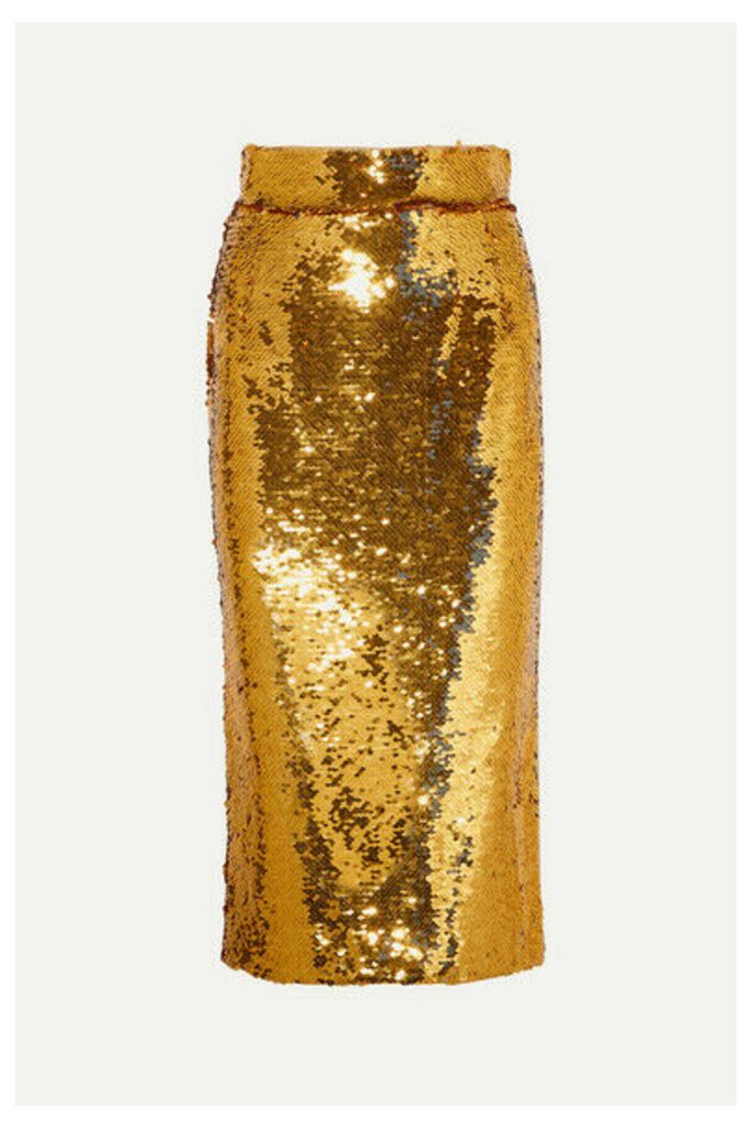 Dolce & Gabbana - Sequined Tulle Midi Skirt - Gold