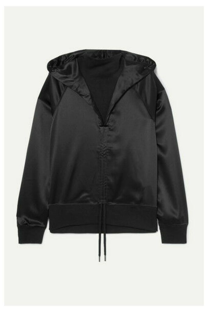 Palm Angels - Ruched Satin And Cotton-terry Hoodie - Black