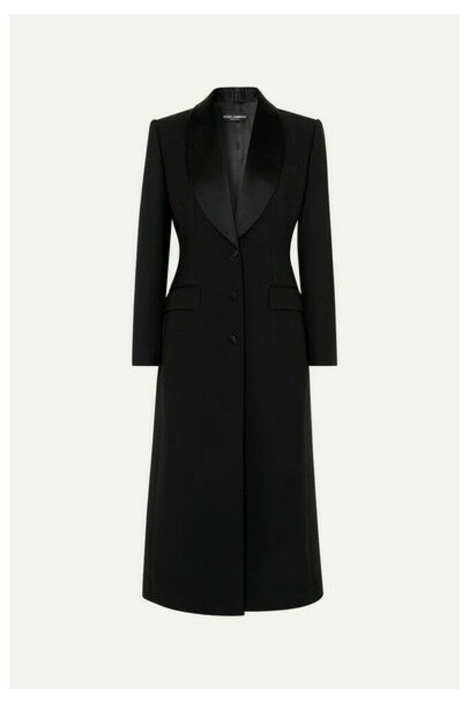 Dolce & Gabbana - Satin-trimmed Wool-blend Coat - Black