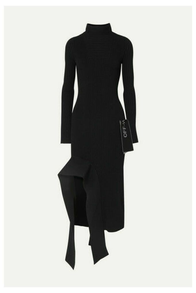 Off-White - Asymmetric Ribbed-knit Dress - Black