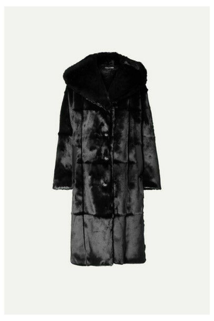 TOM FORD - Oversized Hooded Leather-trimmed Faux Fur Coat - Black