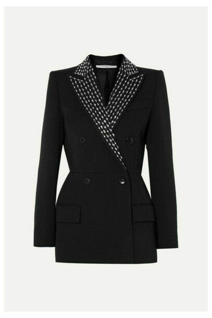 Givenchy - Double-breasted Crystal-embellished Wool And Silk-blend Twill Blazer - Black