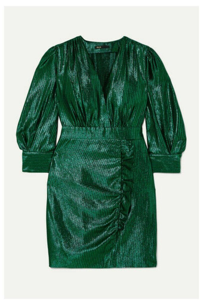 Maje - Rexy Ruffled Lamé Mini Dress - Green