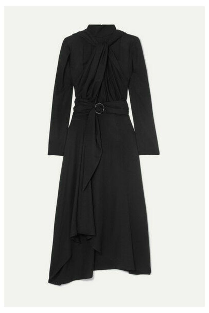 Lado Bokuchava - Belted Knotted Twill Midi Dress - Black