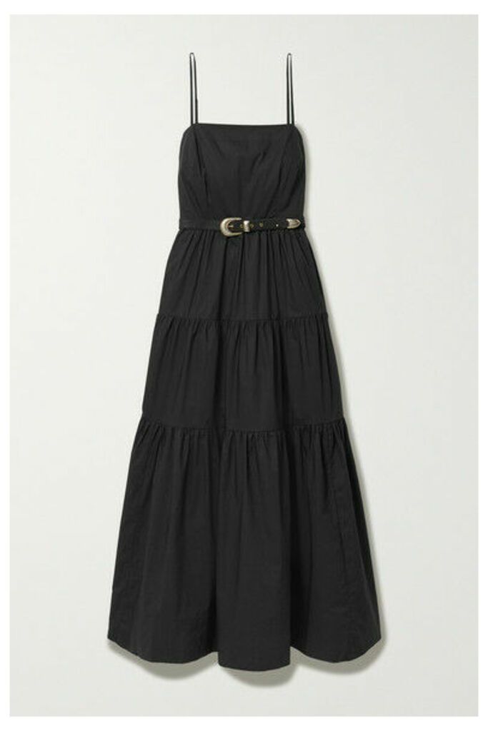 NICHOLAS - Kerala Belted Tiered Cotton-poplin Maxi Dress - Black