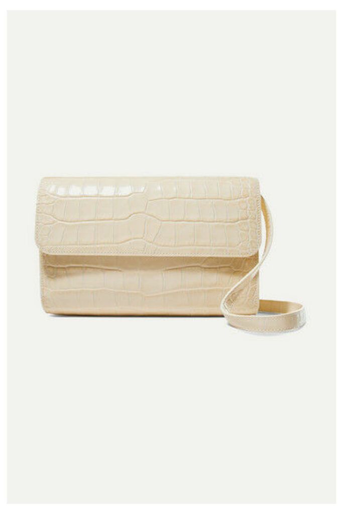 BY FAR - Cross-over Croc-effect Leather Shoulder Bag - Cream