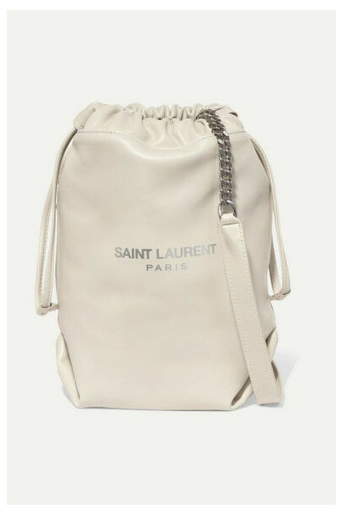SAINT LAURENT - Teddy Leather Bucket Bag - Off-white