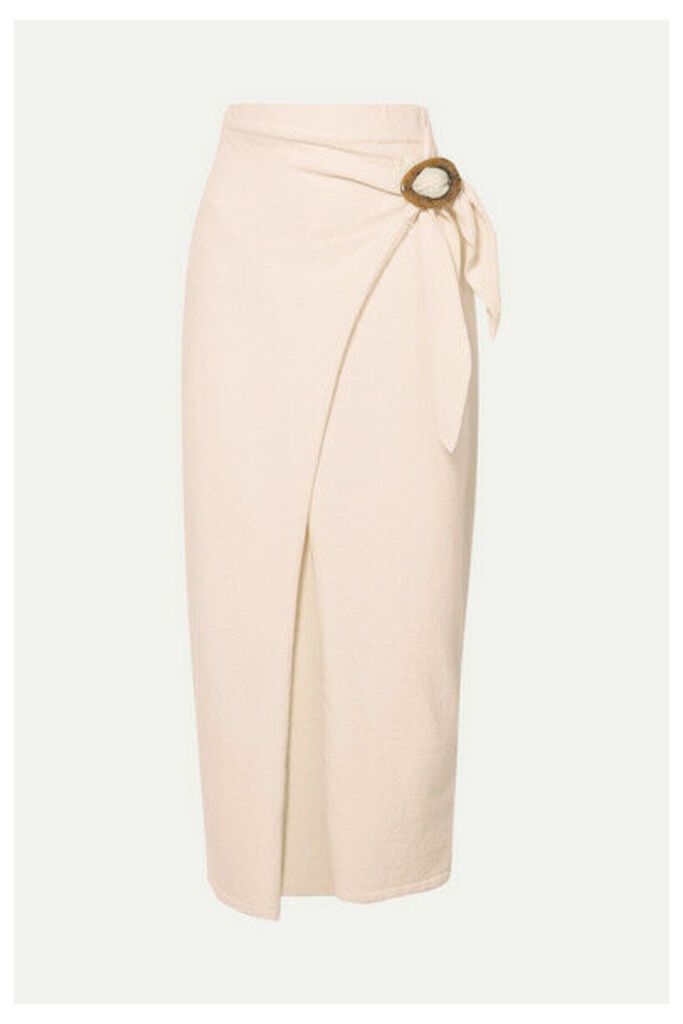 Nanushka - Sasha Belted Cotton-blend Terry Midi Wrap Skirt - Off-white