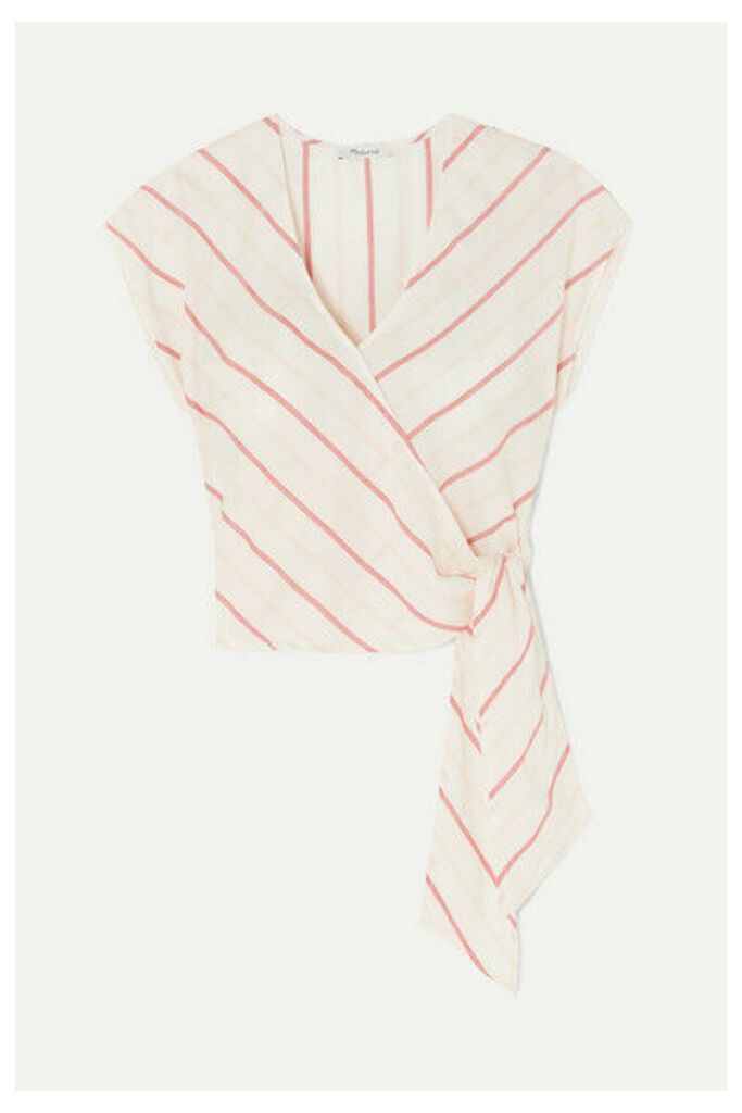 Madewell - Striped Cotton-voile Wrap Top - White