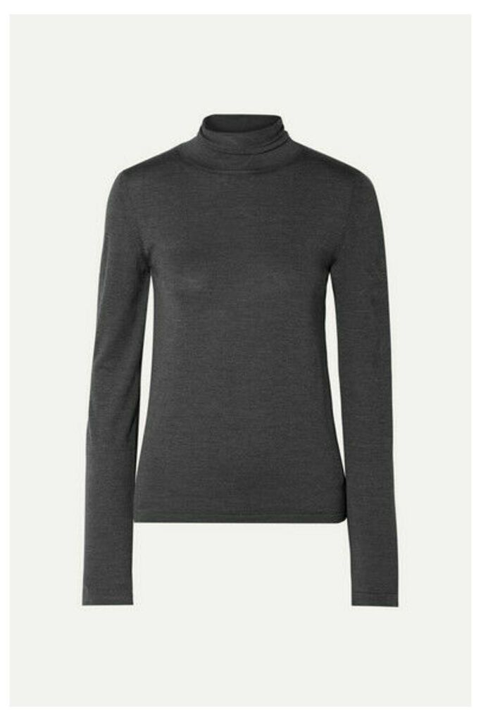 The Row - Margita Stretch-silk Turtleneck Sweater - Charcoal